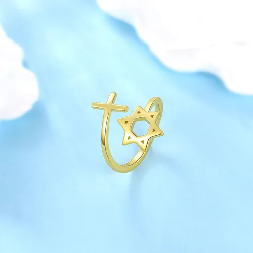 Vista 59 de Jewmon Anillo de plata de ley con estrella de David para mujer – Anillo ajustable Magen David – Amuleto Wicca – Regalos judíos