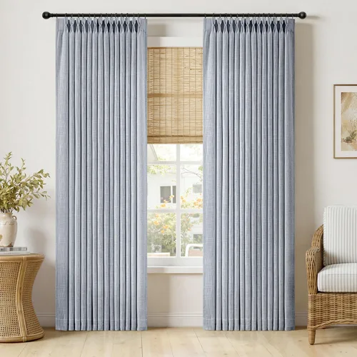 Vista 28 de MIULEE Cortinas de lino gruesas con pinzas plegadas de 96 pulgadas de largo, 2 paneles para sala de estar y dormitorio, cortinas de ventana Natural