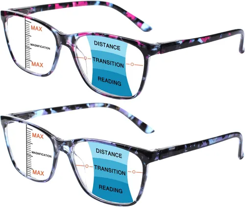Vista 8 de COJWIS Progressive Multifocus Reading Glasses Blue Light Blocking,Spring Hinge Readers for Women Men