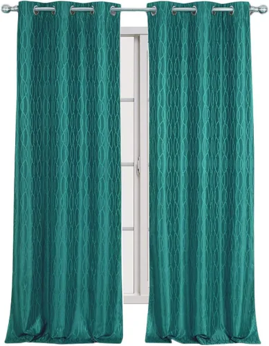 Vista 11 de sheetsnthings Voyage - Juego de 2 cortinas opacas con aislamiento térmico jacquard, 76 pulgadas de ancho x 84 pulgadas de largo, color plateado Plata