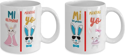 Vista 2 de Regalo para hermano Taza de cafe para hermana Perfecto regalo para navidad, graduados, profesionales y estudiantes Vaso con afirmaciones