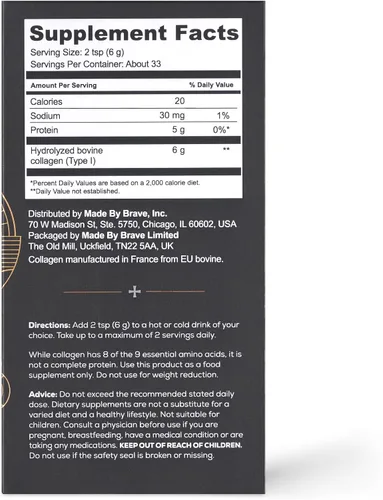 Vista 9 de Ancient + Brave Paquetes de colágeno en polvo True Collagen de 15 x 0.18 oz, péptidos de colágeno alimentados con pasto de la UE, proteína en polvo