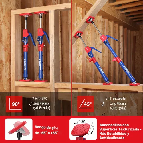 Vista 4 de WORKPRO - Gatos para gabinete, poste de soporte ajustable de 18-1/2" a 29-1/2", paquete de 2