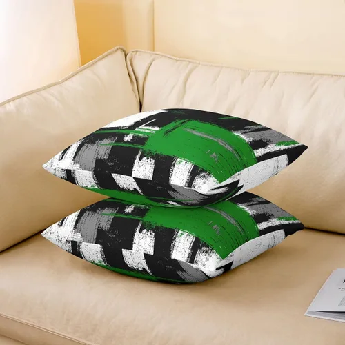 Vista 112 de Juego de 2 fundas de almohada abstractas de 16 x 16 pulgadas para niños, niñas, adolescentes, decoración de dormitorio, moderna a rayas, decoración