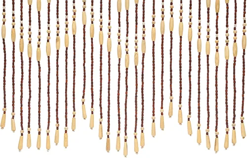 Vista 6 de Cortina de bambú natural para puerta, 31 hebras de flecos con cuentas para puerta, cortinas hechas a mano, cortinas colgantes con cuentas