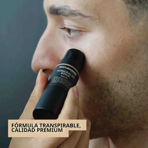 Vista 4 de Gentlehomme - Corrector en Barra - Corrector y Brocha 2 en 1 para Hombre - Para Manchas, Ojeras, Cicatrices, Acné y Tonos de Piel Desiguales Oscuro