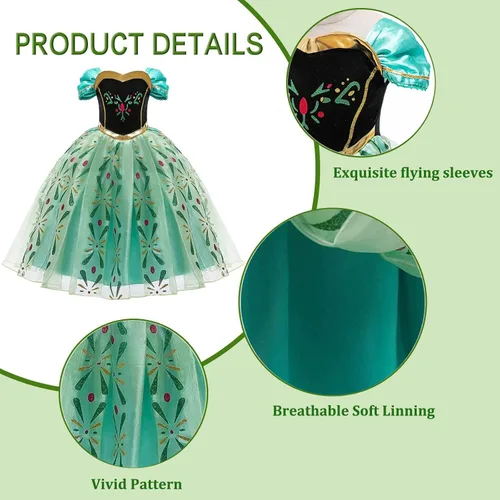 Vista 5 de IDOTTA Disfraz de princesa, disfraz de cosplay para niñas, fiesta, concurso, cumpleaños, Halloween, Navidad con accesorios