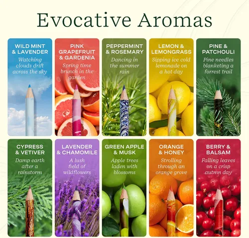 Vista 4 de Lifelines Lápices de Colores Perfumados, Paquete de 10 Paleta Clásica - Juego de Lápices de Colores para Frotar y Oler Infundidos con Mezclas