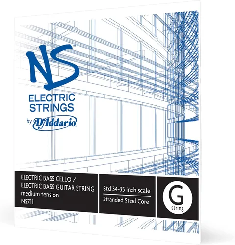 Vista 8 de D'Addario NS Electric Bass/Violonchelo Single A String, escala 4/4, tensión media