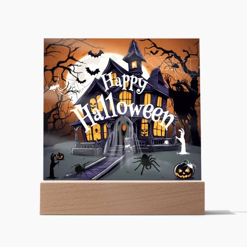 Vista 14 de Lámpara de Halloween espeluznante con decoración de luz nocturna con temática de araña y esqueleto, escena de castillo fantasma para una experiencia