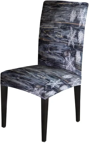 Vista 76 de CAPSCEOLL Christmas Dining Chair Covers,Snowflakes Festive Winter Pattern Stretch Chair Covers for Dining Room Set of 2 Washable Spandex Parson