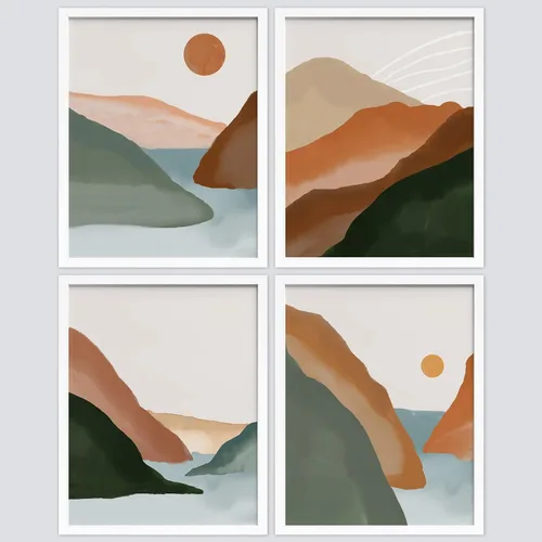 Vista 68 de SIGNWIN Marco de arte de pared de jirafa de safari africano, juego de 4 impresiones coloridas de paisaje, decoración de pared de naturaleza