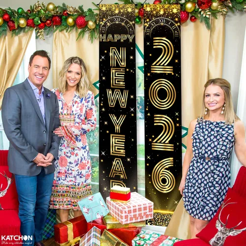 Vista 6 de KatchOn, Cartel extra grande de feliz año nuevo – 72 x 12 pulgadas Decoraciones de Año Nuevo 2026 Suministros de fiesta de Año Nuevo 2026