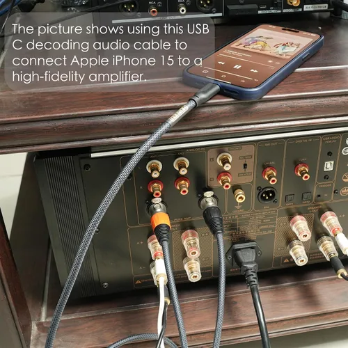 Vista 2 de Cable de audio USB C a doble XLR macho de 10 pies - Cable de audio USB C a XLR de alta fidelidad de 32 bits/384 Khz para conexión de teléfono a