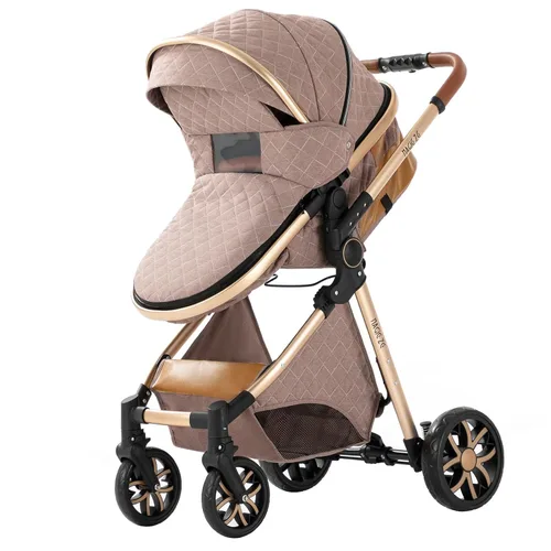 Vista 5 de Cochecito de bebé: moisés reversible de tamaño completo y asiento para niños pequeños, diseño plegable con toldo UPF 50+, protector de insectos