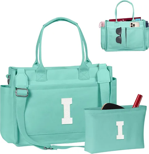 Vista 131 de Easter Basket Stuffers, Initial Tote Bag with Makeup Bag, Birthday Gifts for Women, Teen Girl Gifts Trendy Stuff