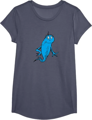 Vista 17 de Dr. Seuss Blue Fish Character - Camiseta con licencia oficial Negro