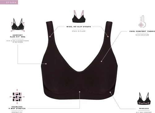 Vista 7 de Bali Brasier sin varillas Comfort Revolution para mujer, sin costuras, copas de 2 capas, ajuste ComfortFlex