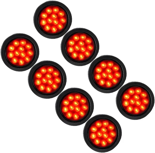 Vista 38 de Astra Depot Juego de 4 unids rojo 4 "redondo 12 LED Stop Running Luz trasera Ojal Plug para vehículo largo camión remolque