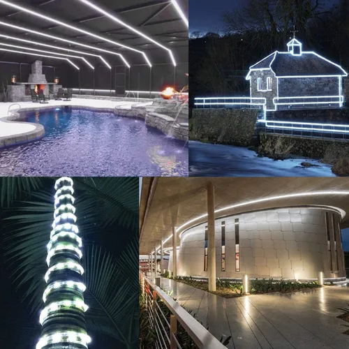 Vista 4 de Cuerda de luces de 20 pies, AC110V 6000K 144LEDS impermeable para interiores y exteriores Blanco