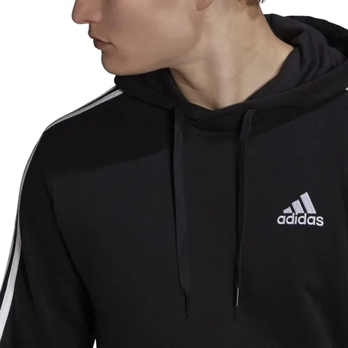Vista 4 de adidas Sudadera con capucha Essentials Fleece con 3 rayas para hombre