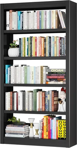Vista 16 de VASAAOSD 55” Black Bookshelf, 5 Tier Adjustable Metal Bookcase Adjustable Design, Anti-Tilt Device, Easy Assembly Toy Storage Organizer, for