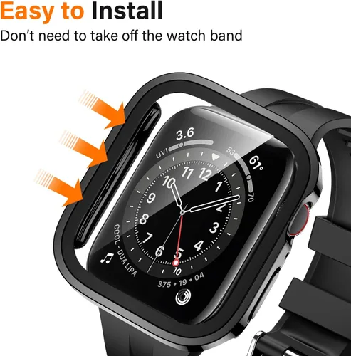 Vista 3 de Amizee Paquete de 2 fundas compatibles con Apple Watch de 1.575 pulgadas Series 6/5/4/SE con protector de pantalla integrado, carcasa rígida