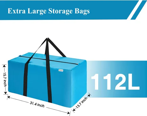 Vista 3 de Bolsa de mudanza extra grande, bolsa de almacenamiento resistente que ahorra espacio para embalaje de ropa, bolsa azul para mudanzas, bolsas