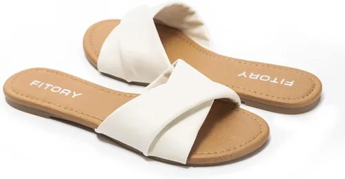 Vista 5 de FITORY Sandalias planas para mujer con pantuflas de cuero suave para verano, tallas 6-11