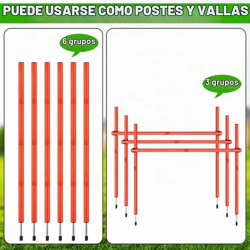 Vista 4 de TOBWOLF 6PCS 6FT Adjustable Soccer Agility Training Poles Naranja (postes verticales u obstáculos horizontales)