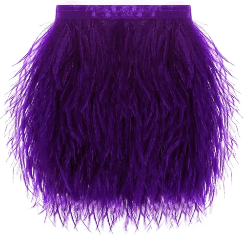 Vista 23 de SOGUGOM Adorno de Plumas de Avestruz Negro - 1.5 Capas 2 Yardas Plumas de 4 Pulgadas Adorno de Cintas con Flecos para Costura, Vestidos, Proyectos