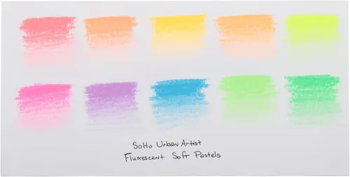 Vista 4 de Soho Urban Artist Juego de 10 colores pastel suaves fluorescentes brillantes, palitos pastel vibrantes para arte, dibujo, mezcla, capas y sombreado