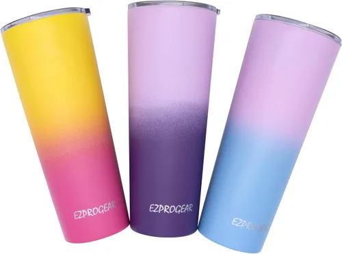 Vista 5 de Ezprogear - Vaso estrecho de acero inoxidable, térmico y aislado al vacío, con popote