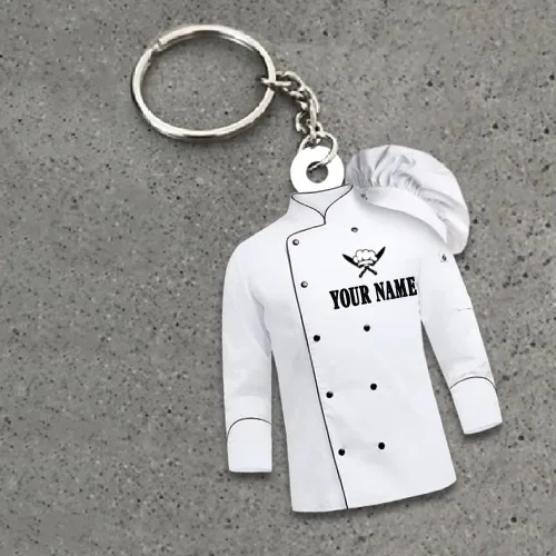 Vista 3 de IZI POD Llavero personalizado con forma de chef, llaveros de chef personalizados para regalos de hombres, llavero de regalo para chef (estilo 3), S1