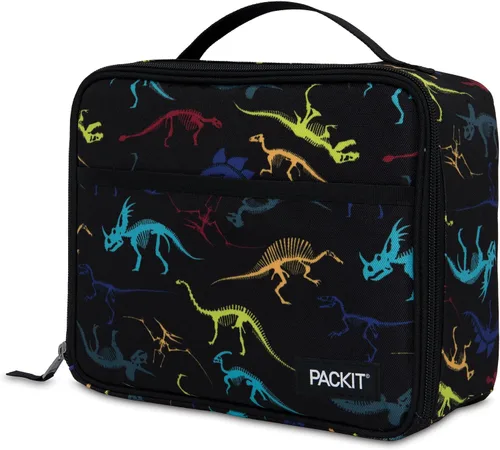 Vista 2 de PackIt Bolsa de almuerzo congelable, estampado de unicornio, fabricada con tecnología EcoFreeze, plegable, reutilizable, cierre de cremallera