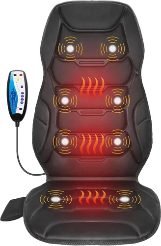 Vista 10 de COMFIER Masajeador de espalda con vibración con calor, almohadilla de silla de masaje térmica, cojín de asiento de masaje, almohadilla masajeadora