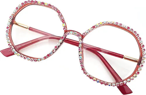 Vista 5 de Gafas de lectura con diamantes de imitación de polígono para mujer, con bloqueo de luz azul Negro