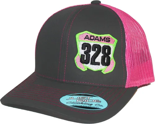 Vista 4 de JUST RIDE Sombrero personalizado personalizado de malla Snapback con placa de número de motocross