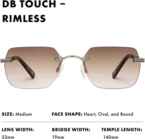 Vista 3 de Prive Revaux DB Touch Rimless Sunglasses Handcrafted, Scratch & Impact Resistant Lenses with 100% UV Protection