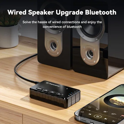 Vista 6 de Receptor transmisor Bluetooth aptX adaptativo/baja latencia/HD Bluetooth adaptador 5.2 compatible con 2 teléfonos AirPods, receptor de audio