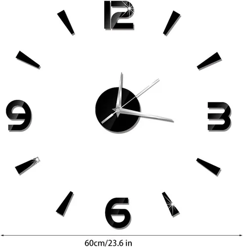 Vista 2 de Reloj de pared DIY sin marco, efectos 3D, elegante reloj de pared decorativo, reloj de pared moderno, calcomanía de pared, decoración de oficina