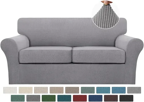 Vista 10 de Turquoize 2 fundas para sillas de sala de estar, funda de sofá con fundas de cojín individuales, funda de muebles para sillas (silla, beige biscotti)