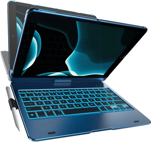 Vista 11 de Funda con teclado para iPad de 9ª generación (10.2 pulgadas, 2021) 360° 7 modos Retroiluminación 12 colores Delgada, ligera y protectora