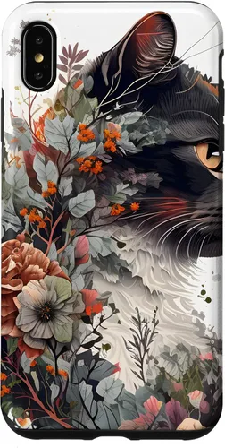 Vista 7 de Funda para iPhone 15 con diseño de gato con diseño de acuarela para jardín botánico