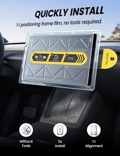 Vista 3 de Lamicall Protector de pantalla para Tesla Model Y (2020-2024) y Model 3 (2017-2023) – [antiarañazos y huellas dactilares] [dureza 9H] Protector