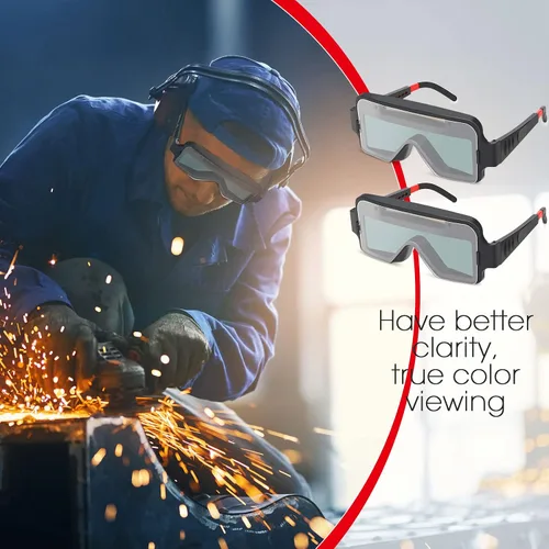 Vista 4 de Leumoi 2 gafas de soldadura de oscurecimiento automático, gafas de soldadura alimentadas por energía solar, 2 sensores, de seguridad, atenuación