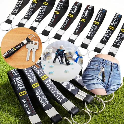 Vista 5 de MTLEE 24 llaveros de hockey a granel para fiestas deportivas, llaveros de hockey, bolsa de regalo con citas motivacionales, suministros para fiesta