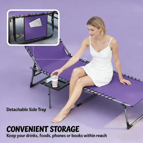 Vista 6 de Portable Folding Outdoor Chaise Lounge Chair, 5-Position Sun Lounger