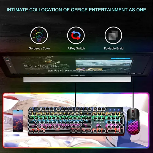 Vista 4 de Alfombrilla de mouse para juegos LED grande gamer XXL Mause alfombra PC escritorio pad RGB Anime Girl Sexy Mouse pad 35.43 pulgadas x 15.74 pulgadas