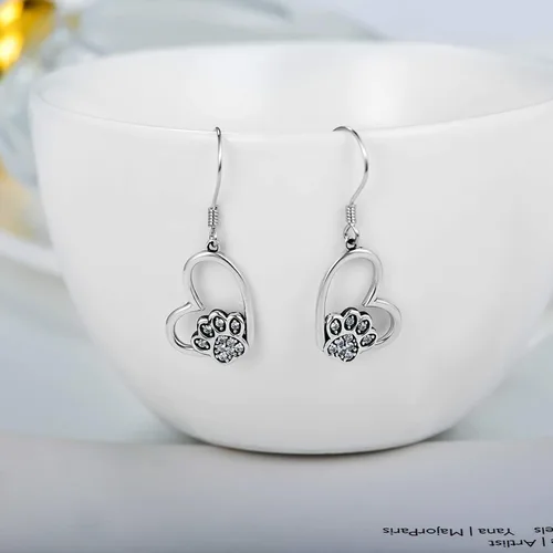 Vista 56 de POPKIMI Bonitos aretes colgantes de animales, joyería de animales, regalos de cumpleaños y Navidad para mujeres, aretes de ópalo de cristal de plata